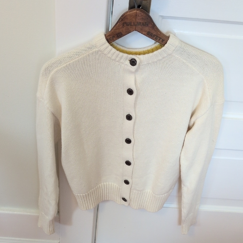 Alex Mill Cream Crew Neck Button Down Sweater XS